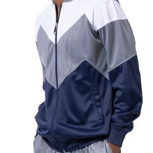MEN'S MONTIQUE GREY/NAVY 2 PIECE SPORT TRACK SUIT CHEVRON DESIGN. JS-29